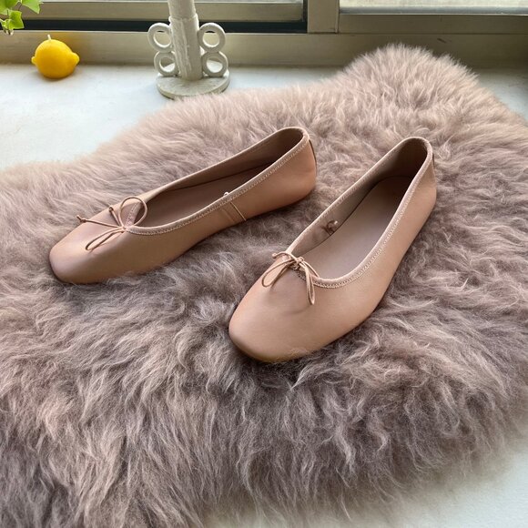 Mango Women's Blush Pink Leather Ballet Flats size 8 (US) - Picture 1 of 8